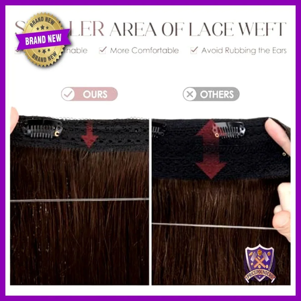 16 Inch Real Human Hair Extensions Clip in Remy Hairpiece Adjustable Wire